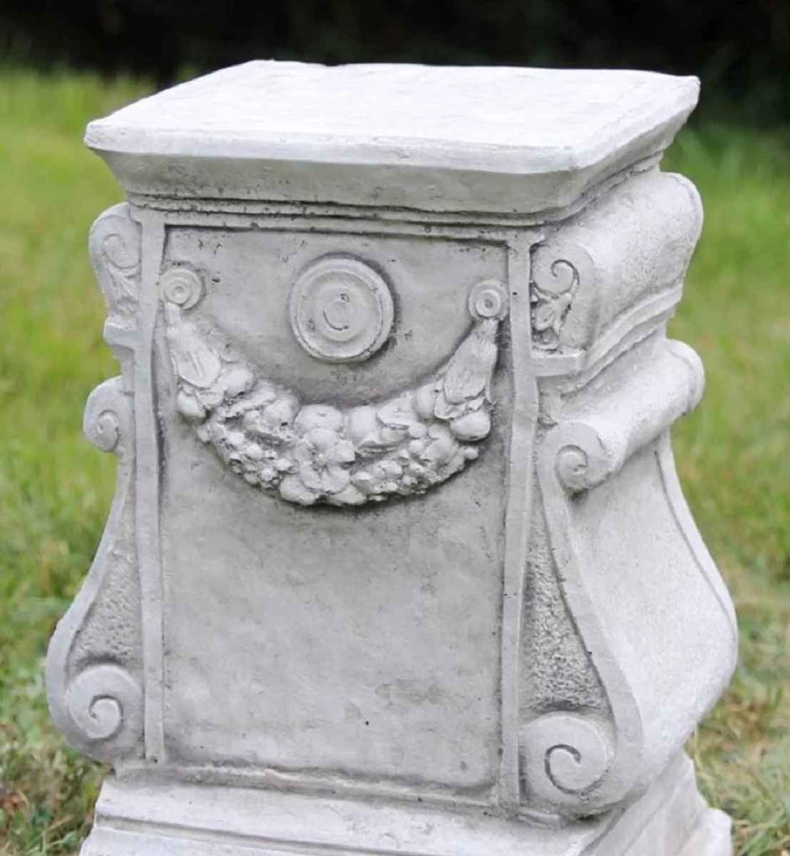 Casa Padrino pilar decorativa de jard¨ªn barroco gris A. 41 cm - Pilar de piedra de estilo antiguo - Magn¨ªfica pilar de jard¨ªn - Decoraci¨®n de terrazas y jardines barrocos
