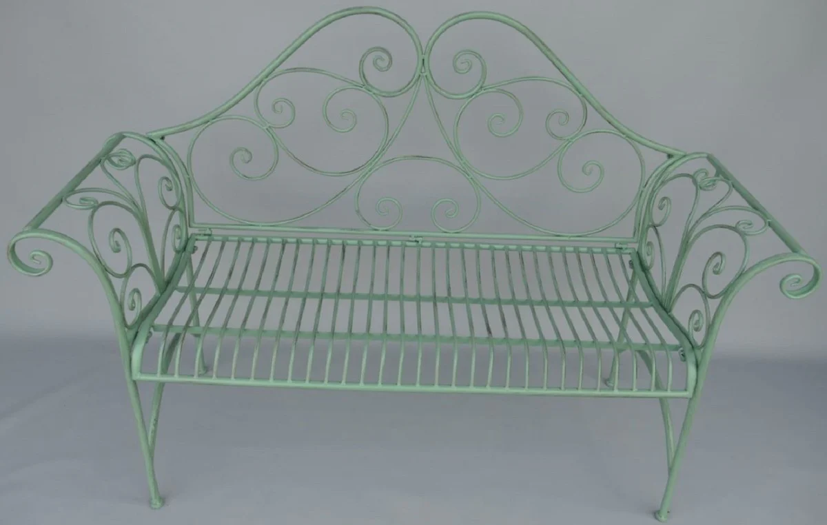 Casa Padrino Banco de Jardín Art Nouveau Verde Rústico 137 x 49 x A. 96 cm - Banco Nostálgico - Muebles de Jardín y Patio