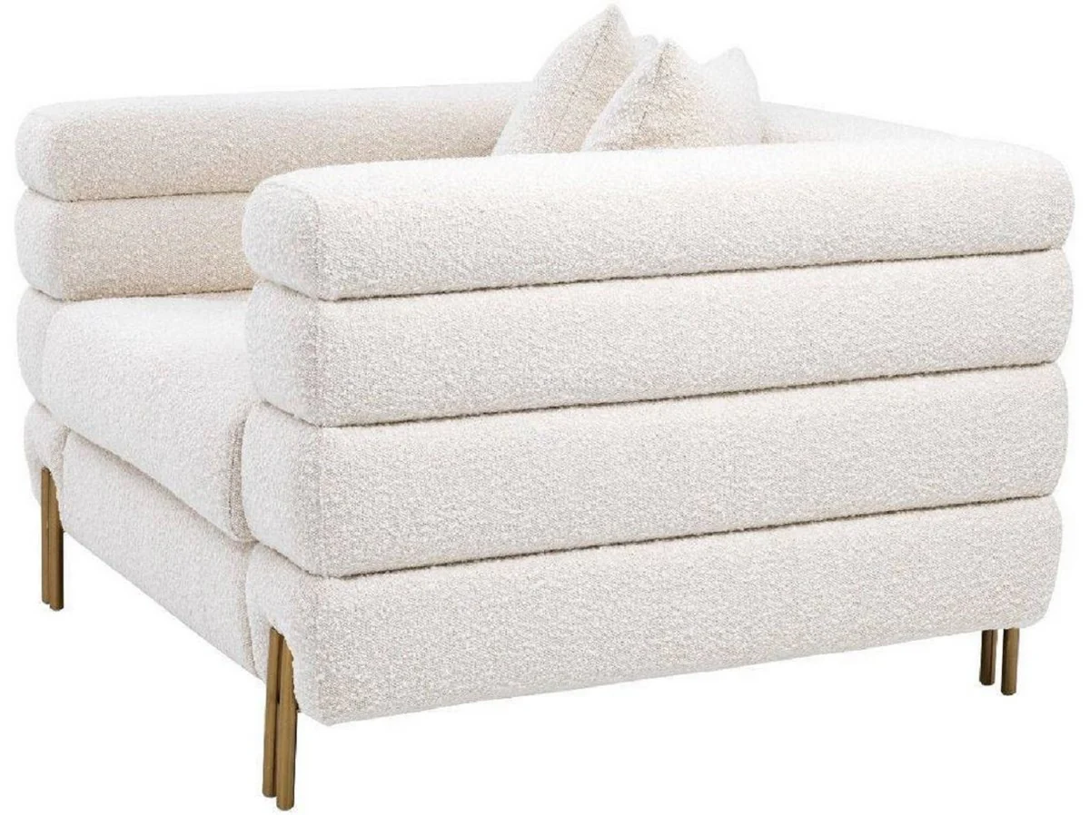 Casa Padrino sill¨®n art deco de lujo crema / lat¨®n 109 x 97 x A. 68 cm - Sill¨®n de sal¨®n moderno - Muebles de Lujo