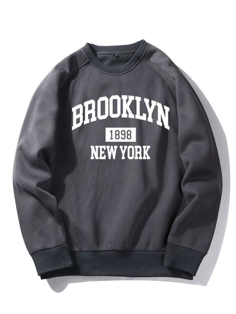 Brooklyn New York Letter Print Raglan Sleeves Sweatshirt