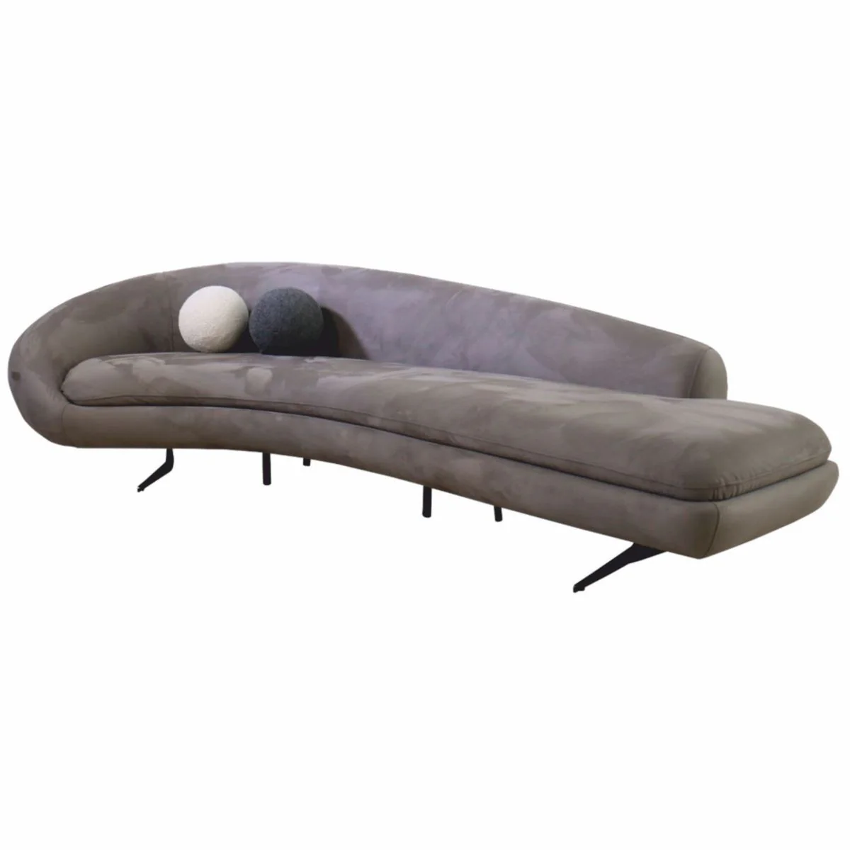 Casa Padrino sof¨¢ de lujo gris / negro 300 cm - Sof¨¢ curvo para sal¨®n y hotel