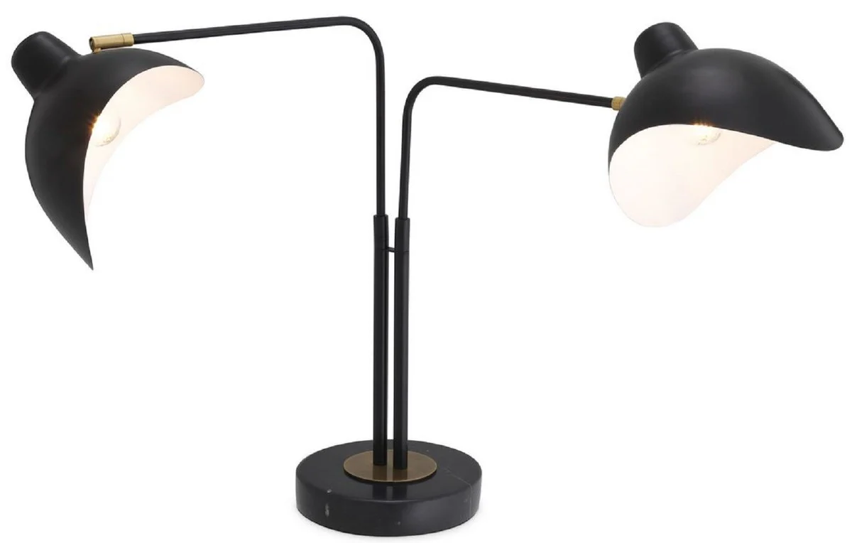 Casa Padrino lámpara de mesa de diseño negro / latón antiguo 95 x 20 x A. 57 cm - Elegante lámpara de escritorio estilo años 50 - Luces de Lujo