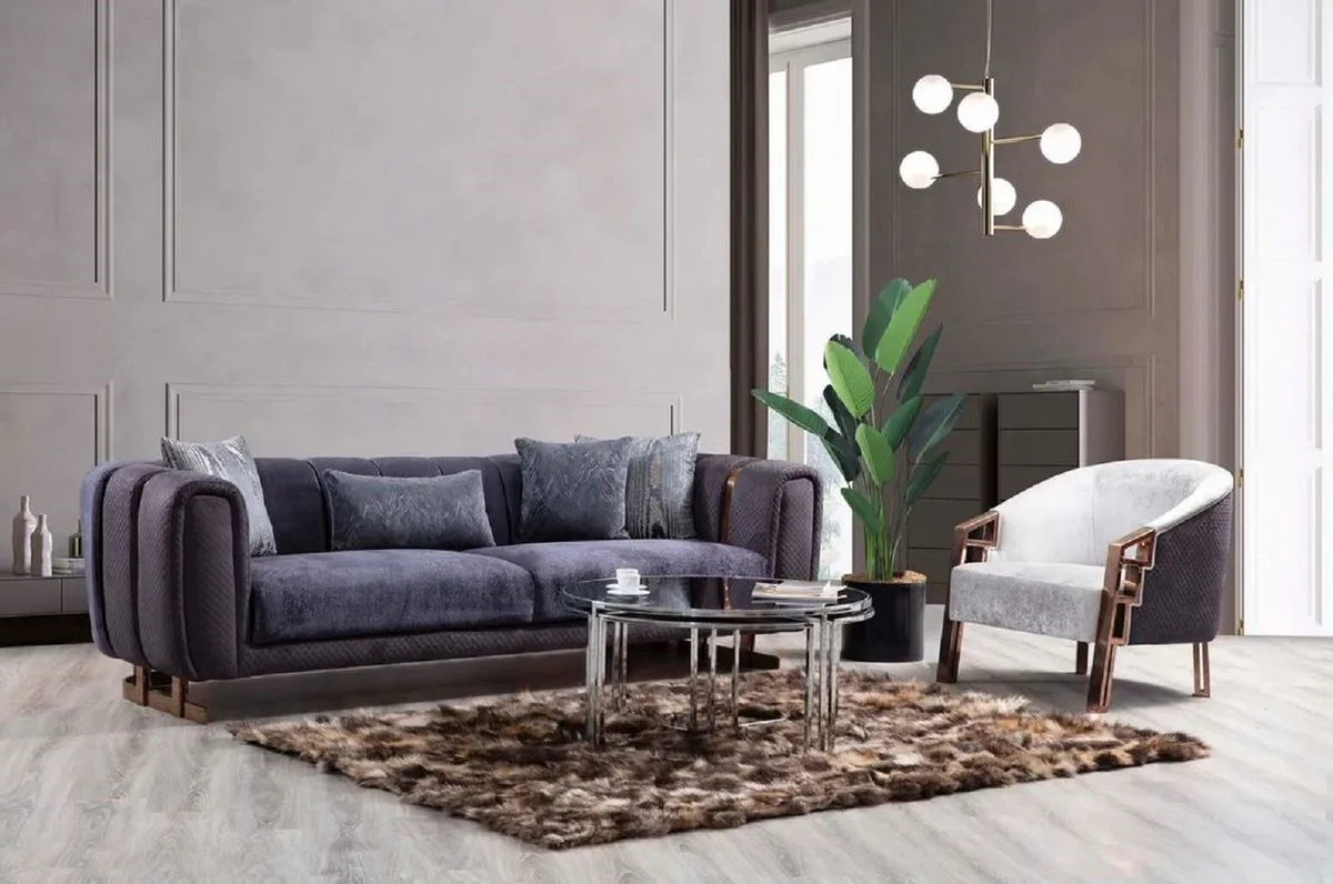 Casa Padrino sof¨¢ de lujo p¨²rpura / cobre 240 x 100 x A. 60 cm - Sof¨¢ de sal¨®n moderno - Muebles de sal¨®n de lujo