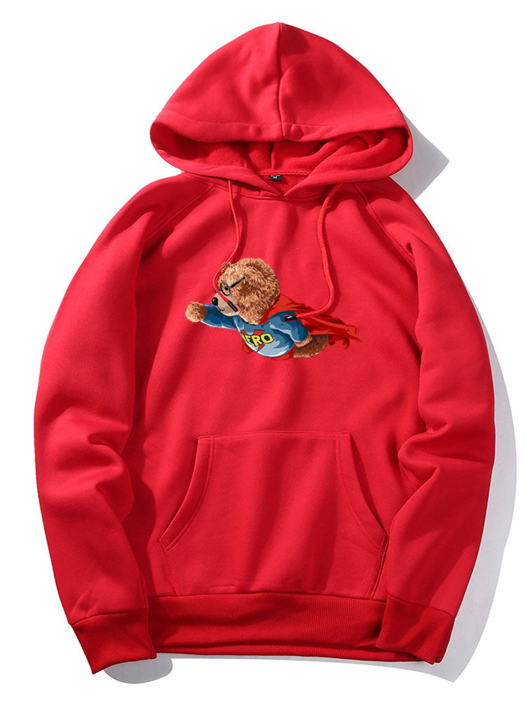 Superhero Bear Print Hoodie