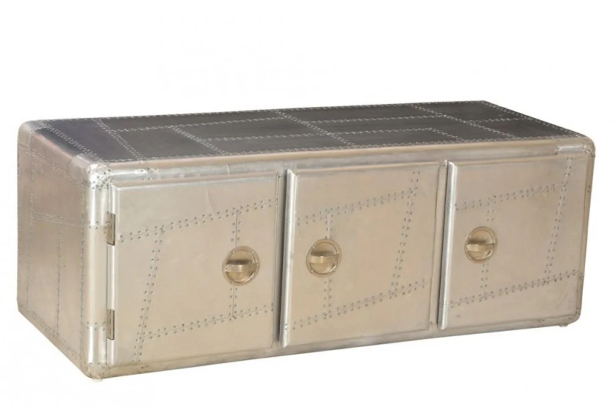 Casa Padrino Art Deco de aluminio flyer aparador con 3 cajones 145 x 60 x 55 cm - mirada de la vendimia