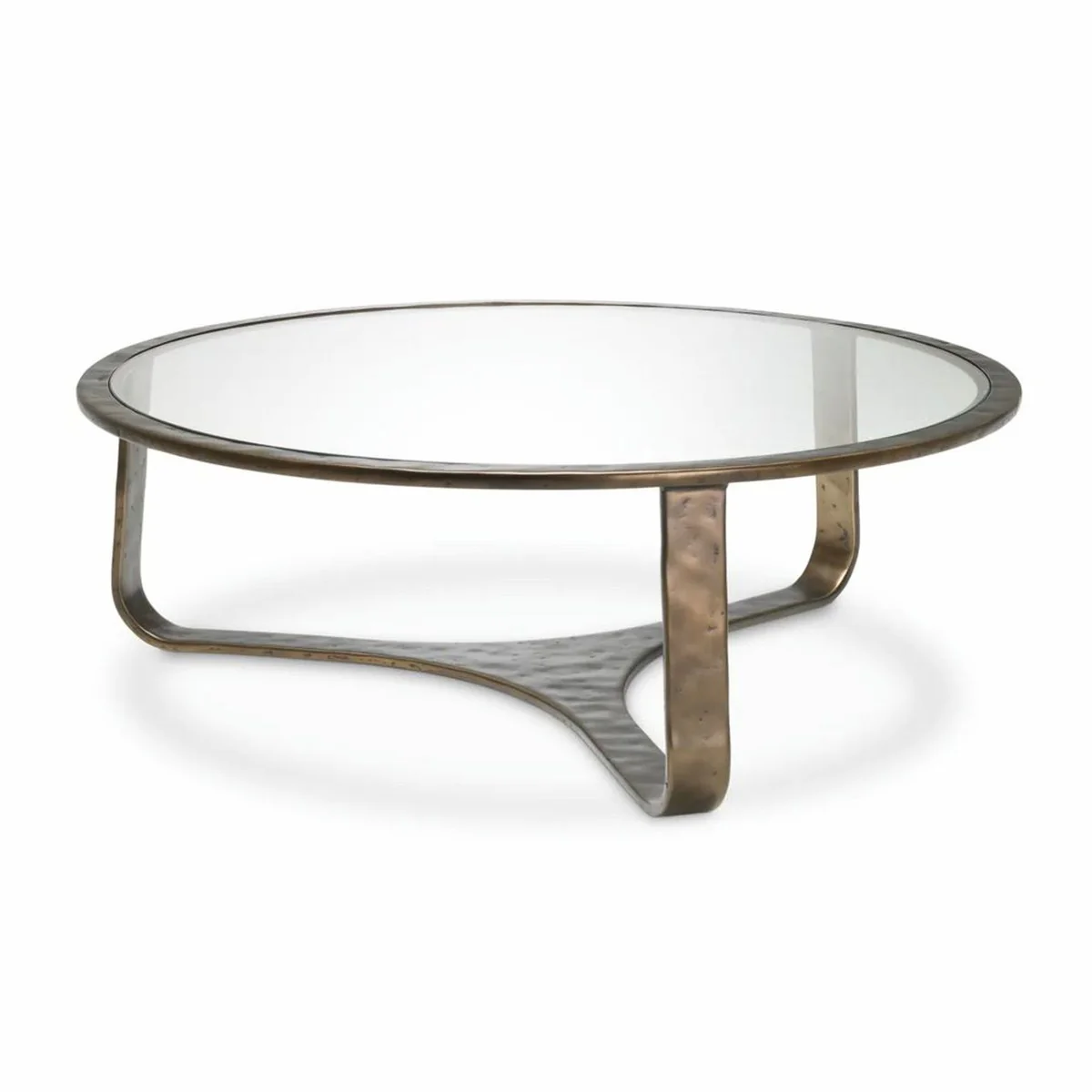 Casa Padrino mesa de centro de lujo de aluminio con tapa de vidrio bronce ? 102 cm - Muebles de sal¨®n