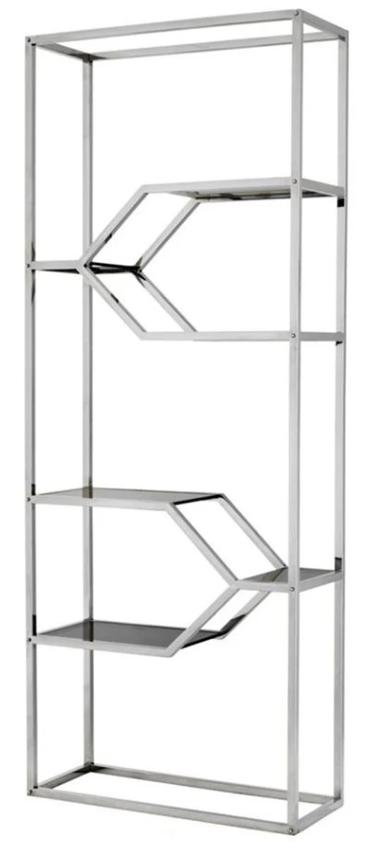 Mueble estanter¨ªa de acero inoxidable dise?ador Casa Padrino con cristal ahumado de 90 x 38 x H. 230 cm - muebles de lujo