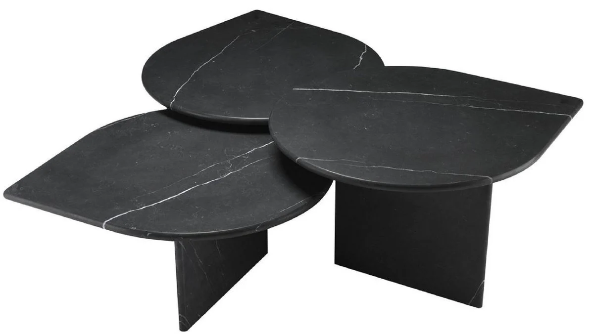 Casa Padrino conjunto de mesa de centro de lujo negro - 3 Mesas de sal¨®n hechas de m¨¢rmol de alta calidad - Muebles de sal¨®n de lujo