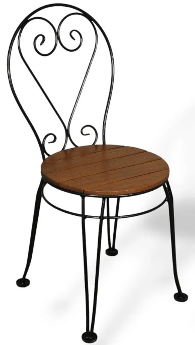 Casa Padrino silla de jard¨ªn Art Nouveau negro / marr¨®n oscuro 40 x 40 x A. 92 cm - Silla de jard¨ªn nost¨¢lgica - Muebles de jard¨ªn y de patio nost¨¢lgicos de hierro forjado Art Nouveau