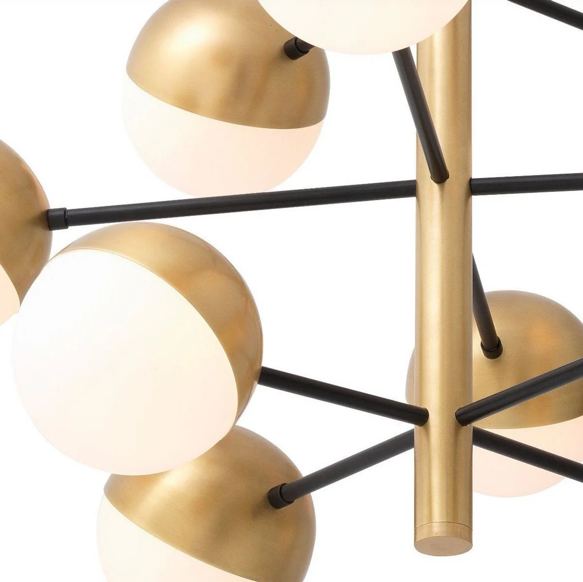 Casa Padrino lámpara de araña de lujo latón antiguo / blanco Ø 94 x A. 55 cm - Lámpara de araña de salón - Lámpara de araña de hotel - Calidad de Lujo