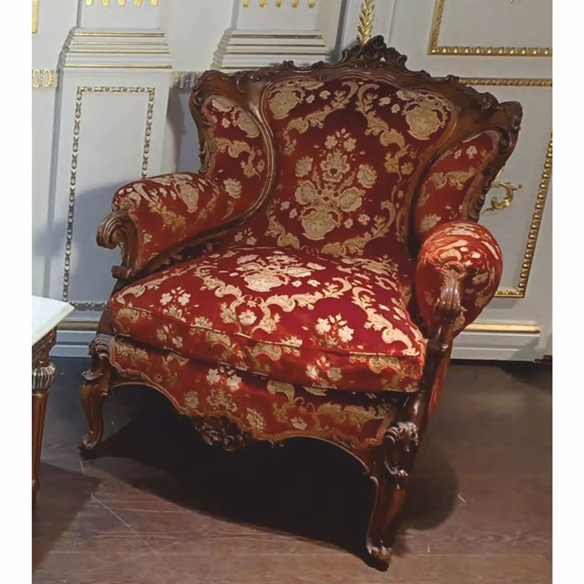 Casa Padrino sill¨®n de sal¨®n barroco de lujo rojo burdeos patr¨®n / marr¨®n - Hecho en Italia