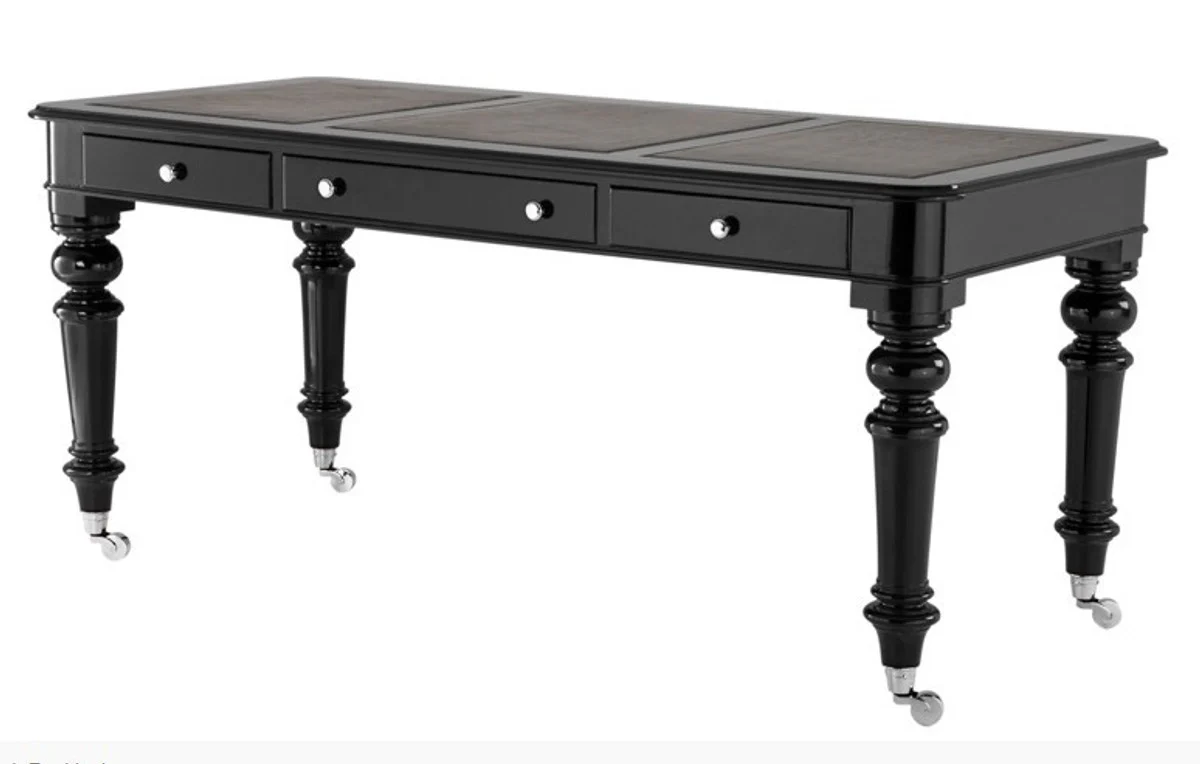 Casa Padrino luxury desk / secretary glossy black piano paint 175 x 80 cm