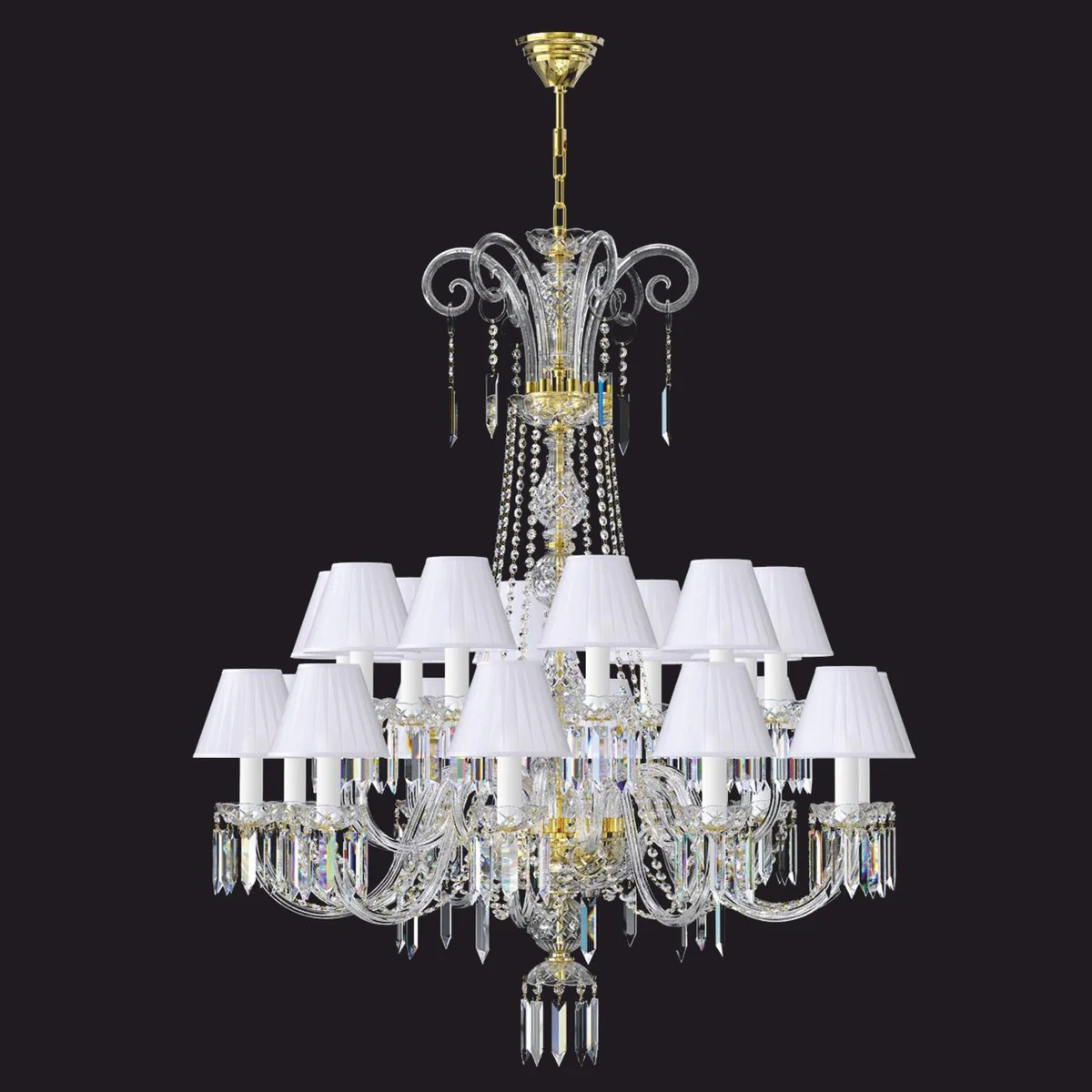 Casa Padrino l¨¢mpara de ara?a barroco de lujo de cristal oro / blanco ? 117 x A. 217 cm - Muebles barrocos