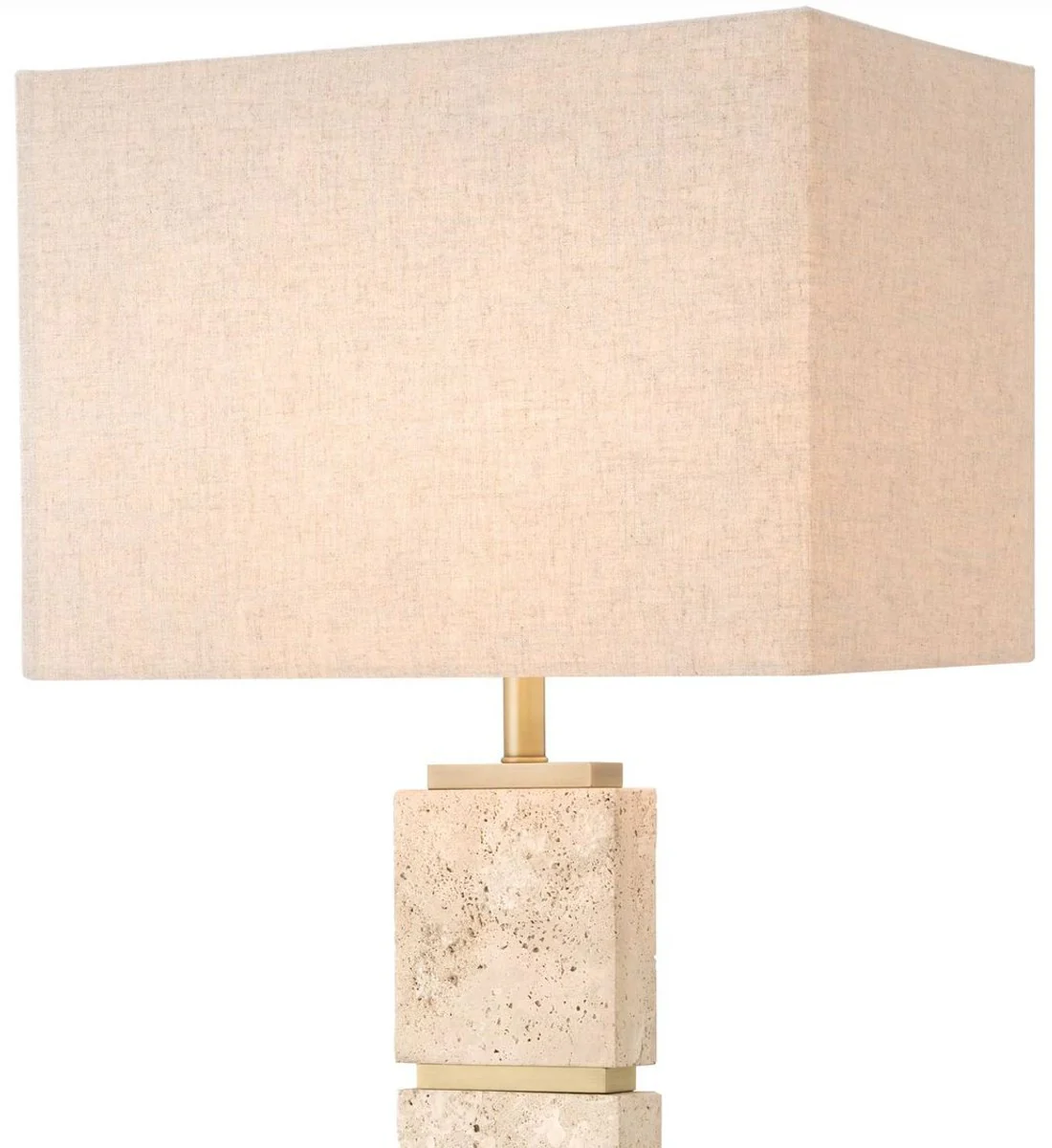 Casa Padrino lámpara de pie de lujo beige / latón antiguo 55 x 30 x A. 145,5 cm - Lámpara de pie de travertino con pantalla rectangular - Lámparas de pie de lujo - Calidad de lujo