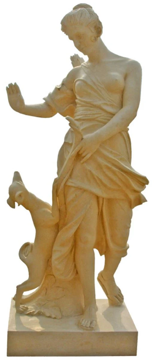 Casa Padrino escultura de m¨¢rmol estilo antiguo mujer con perro beige A. 200 cm