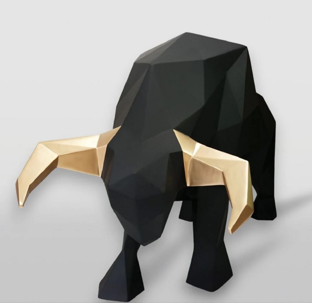 Casa Padrino escultura decorativa XXL toro oro / negro 220 cm - Figura decorativa de jard¨ªn abstracta de tama?o natural