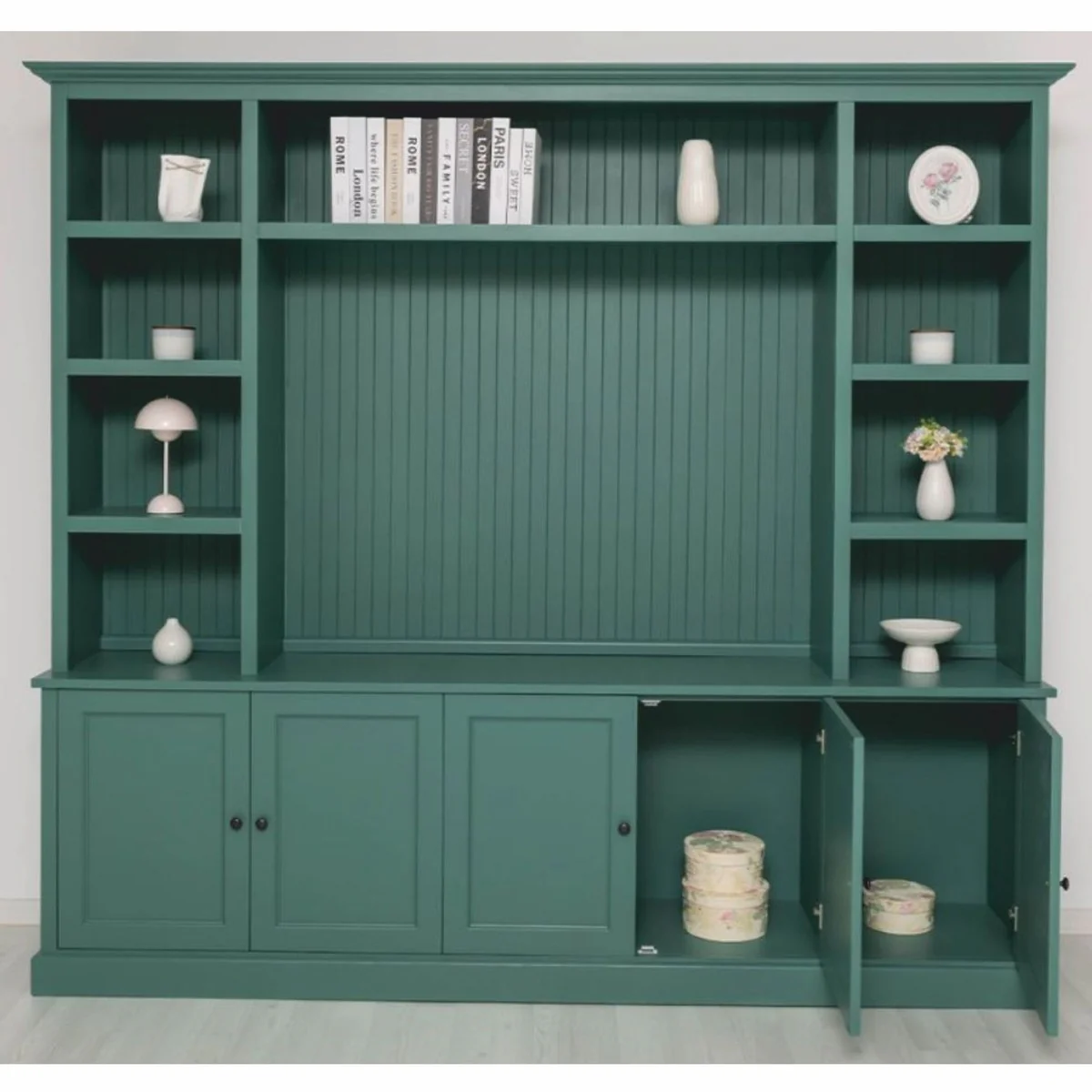 Casa Padrino armario de libros de estilo campestre verde 254 cm - Muebles de estilo campestre