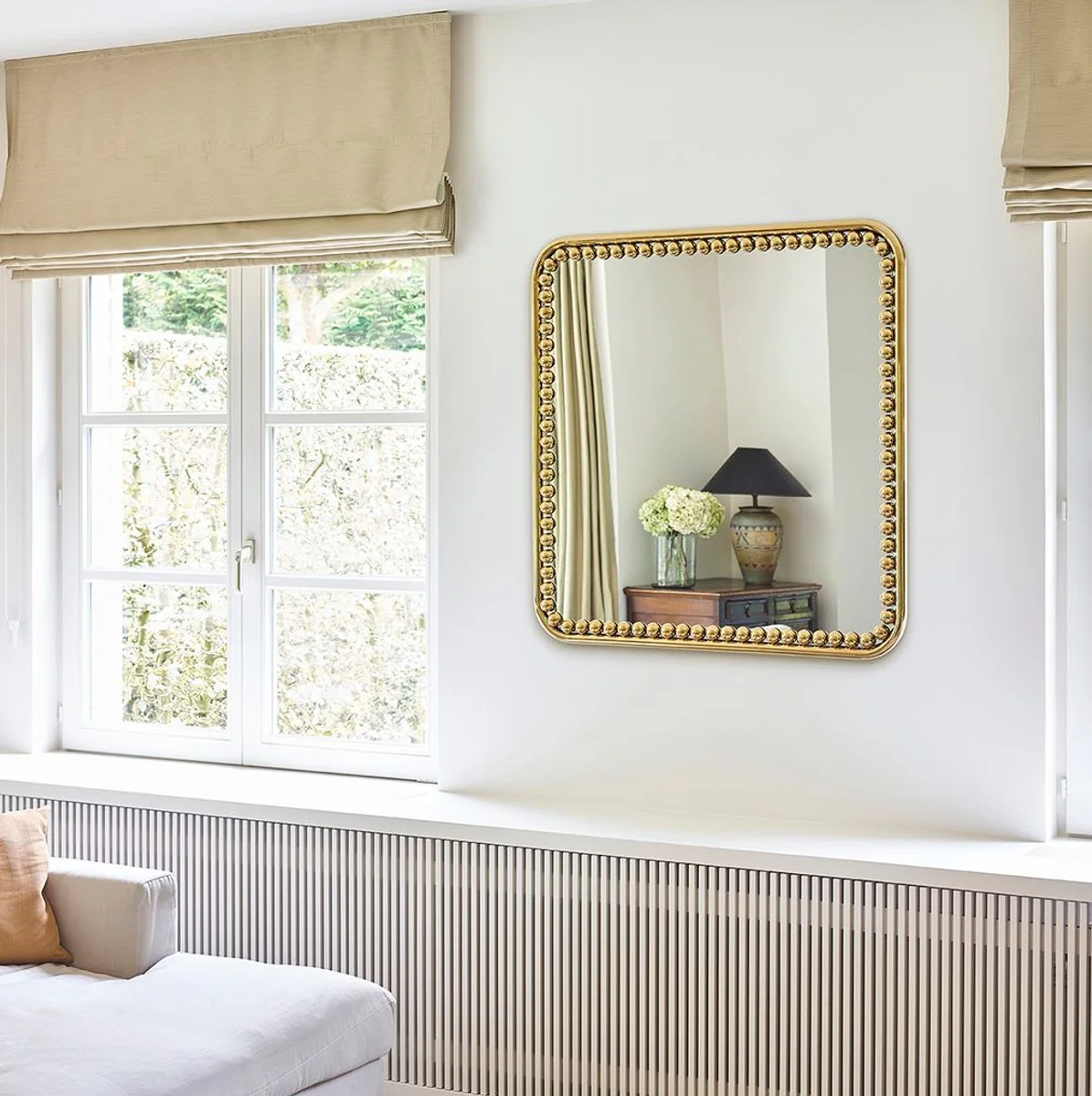 Casa Padrino espejo de pared de lujo oro 95 x 3 x A. 95 cm - Espejo de sal¨®n cuadrado con marco de metal - Espejo de dormitorio - Espejo de ba?o - Espejo de armario - Colecci¨®n de Lujo