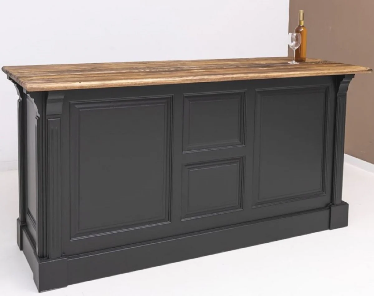 Casa Padrino barra de bar de estilo campestre negro / marr¨®n 191 x 68 x A. 95 cm - Mesa de bar de madera maciza - Muebles de bar de madera maciza en estilo campestre