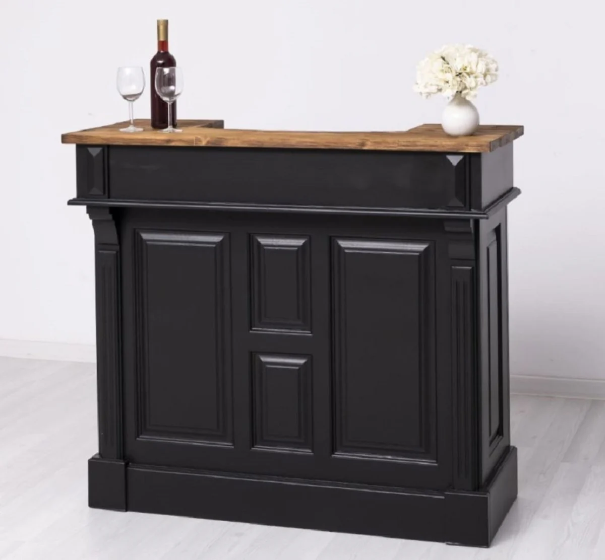 Casa Padrino barra de bar de estilo campestre negro / marr¨®n 120 cm - Mueble bar
