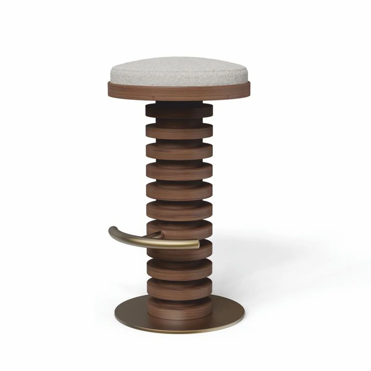 Casa Padrino taburete de bar de lujo de madera maciza marr¨®n / crema / lat¨®n A. 75 cm - Calidad premium