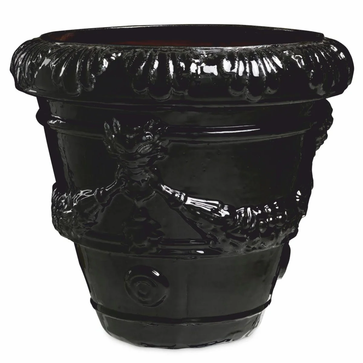 Casa Padrino maceta barroco de lujo de cer¨¢mica negro ? 60 x Al. 56 cm - Decoraci¨®n de jard¨ªn