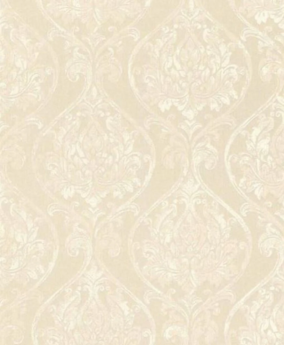 Casa Padrino papel tapiz de sala de estar barroco crema 10,05 x 0,53 m - Papel Pintado Textil de Alta Calidad en Estilo Barroco