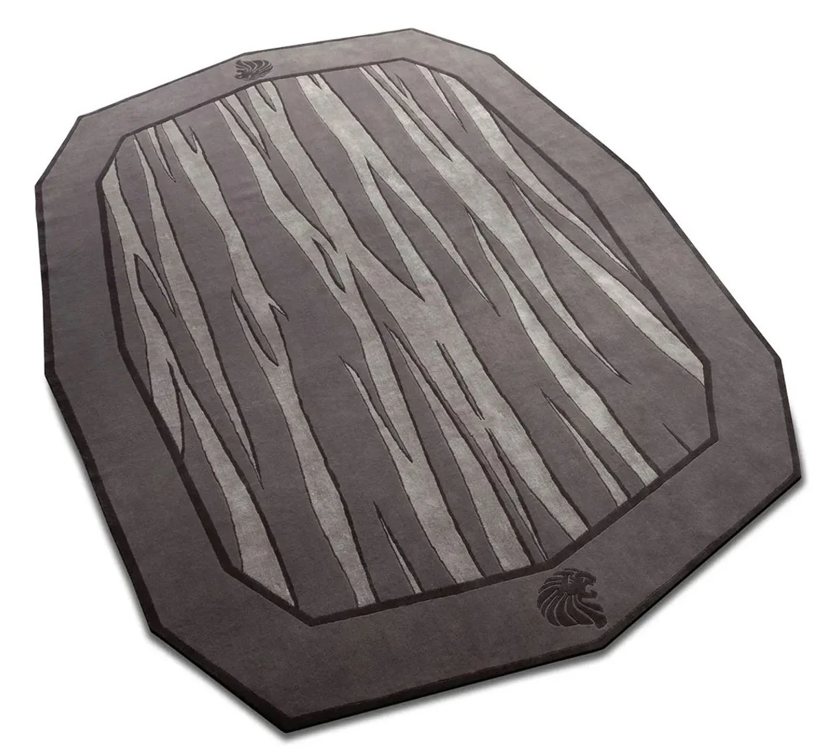 Casa Padrino alfombra de lana de lujo gris / negro - Varios Tamaños - Alfombra de lana con mechones a mano - Alfombra de salón - Alfombra de dormitorio - Colección de lujo