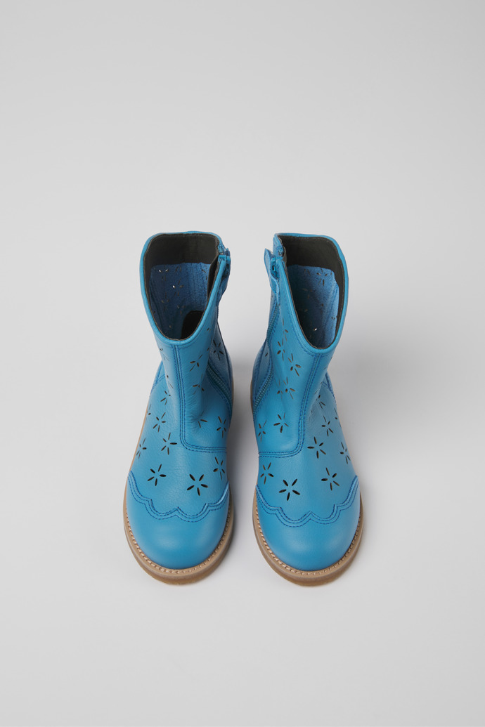 Savina Blue leather boots for kids