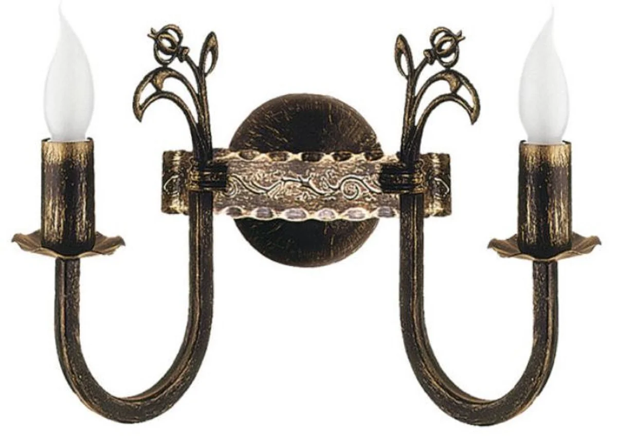 Casa Padrino lámpara de pared doble barroco bronce antiguo 28 x 20 x A. 25 cm - Lámpara de pared de metal de estilo barroco - Luces barrocos - Noble y magnífica