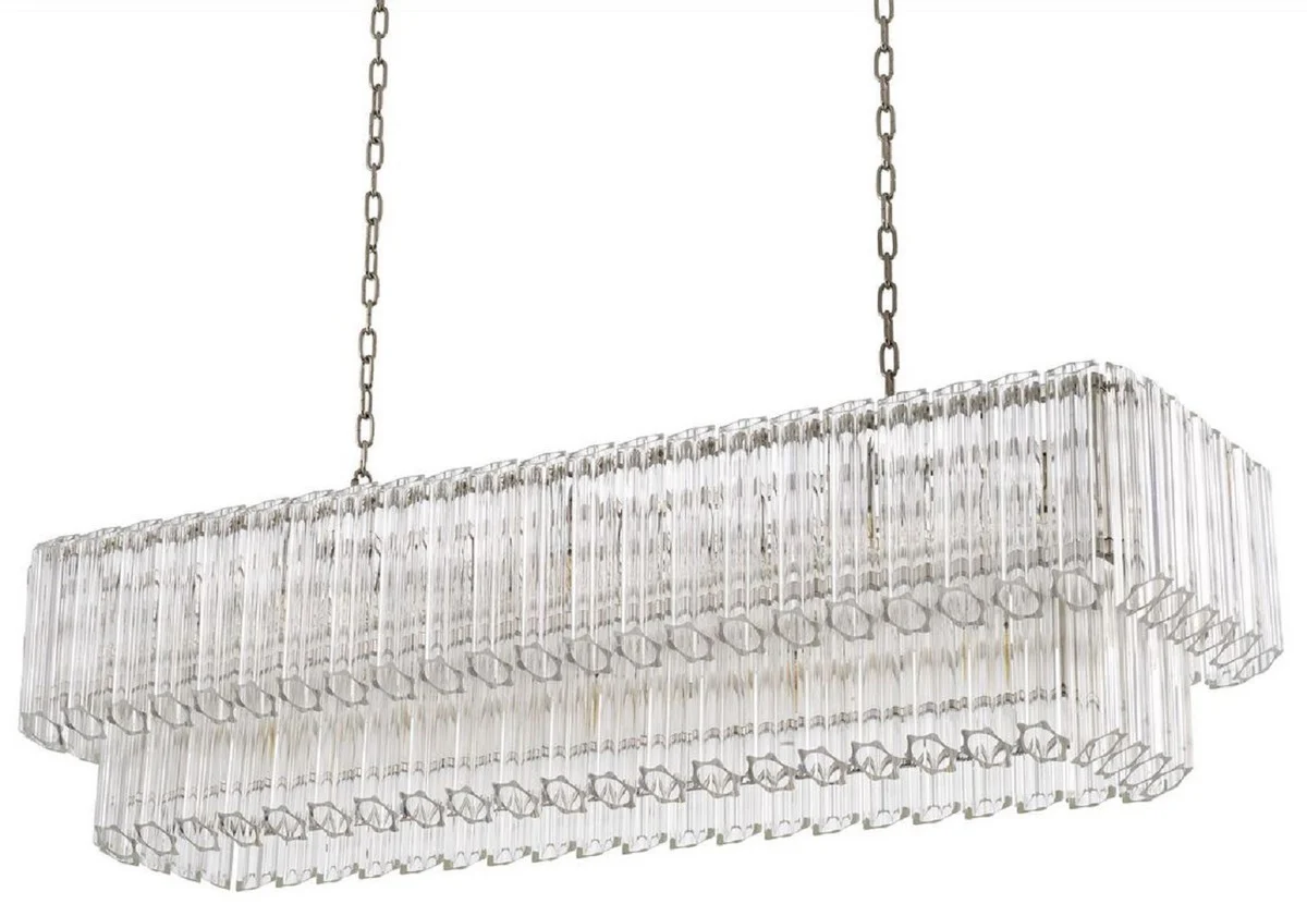 Casa Padrino araña de luces de lujo plata 148 x 47 x A. 44 cm - Lámpara de araña de hotel y restaurante de lujo - Calidad de Lujo