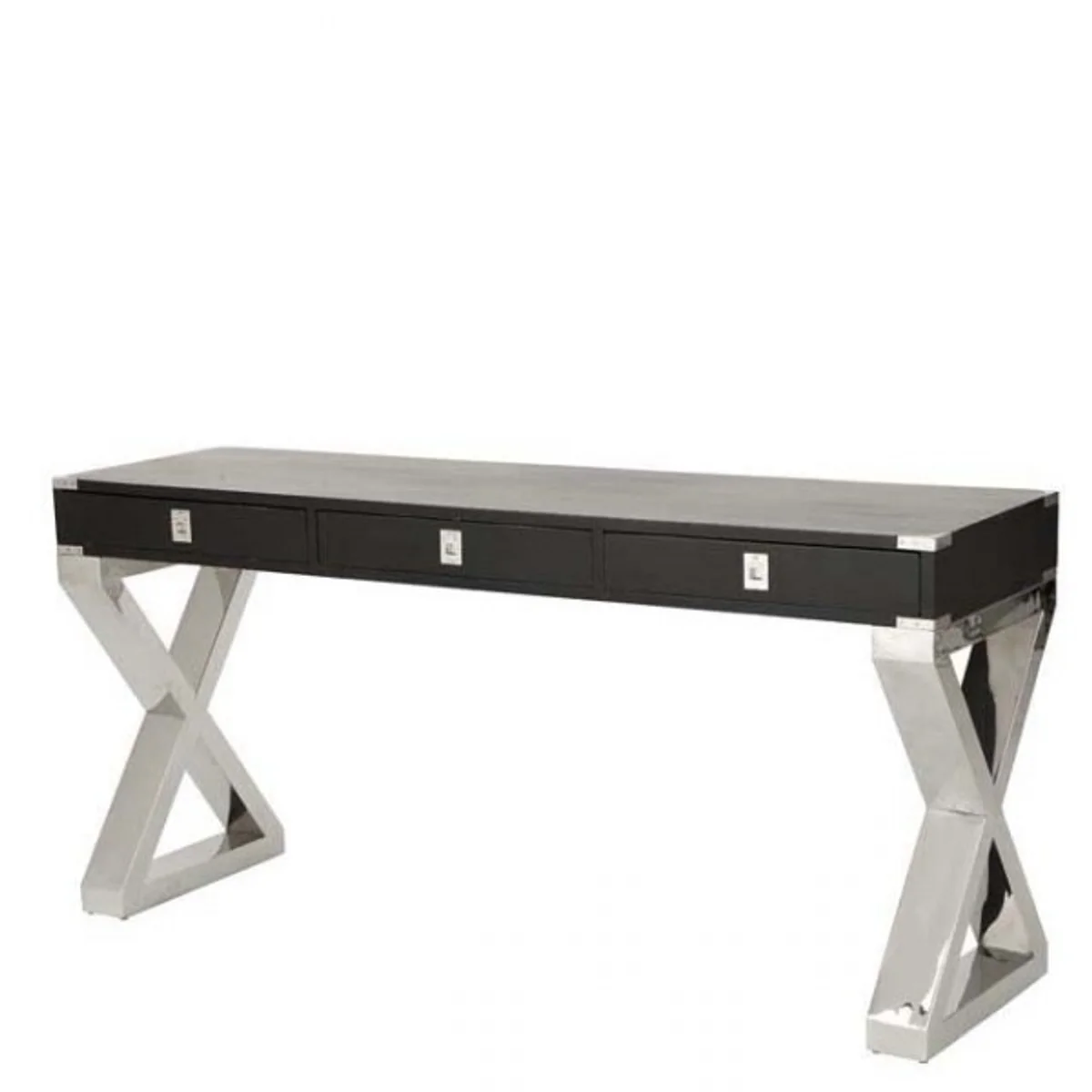 Casa Padrino luxury desk black / stainless steel polished - luxury hotel furniture