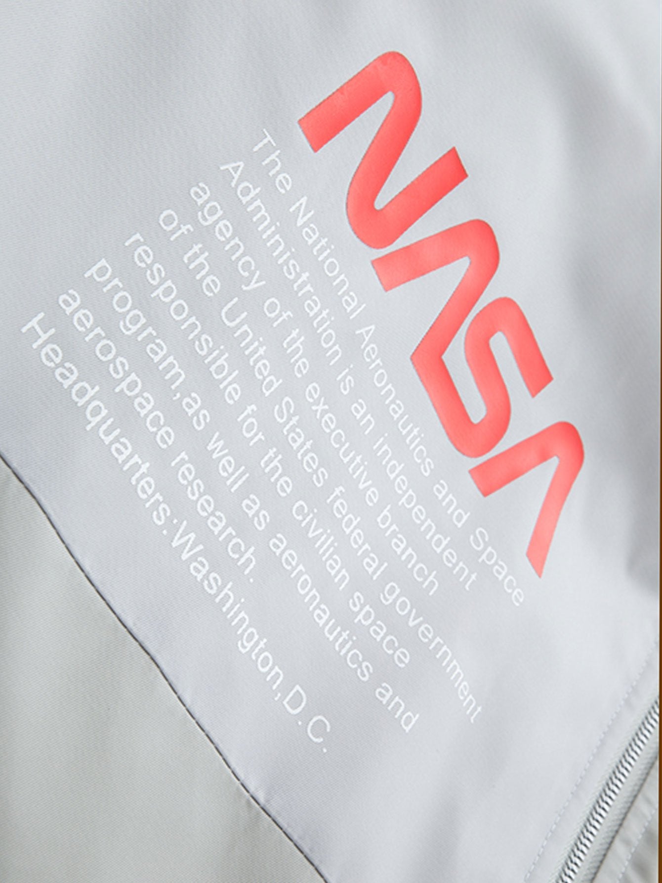 Oversized Quilted Lined NASA Print Bomber Jacket