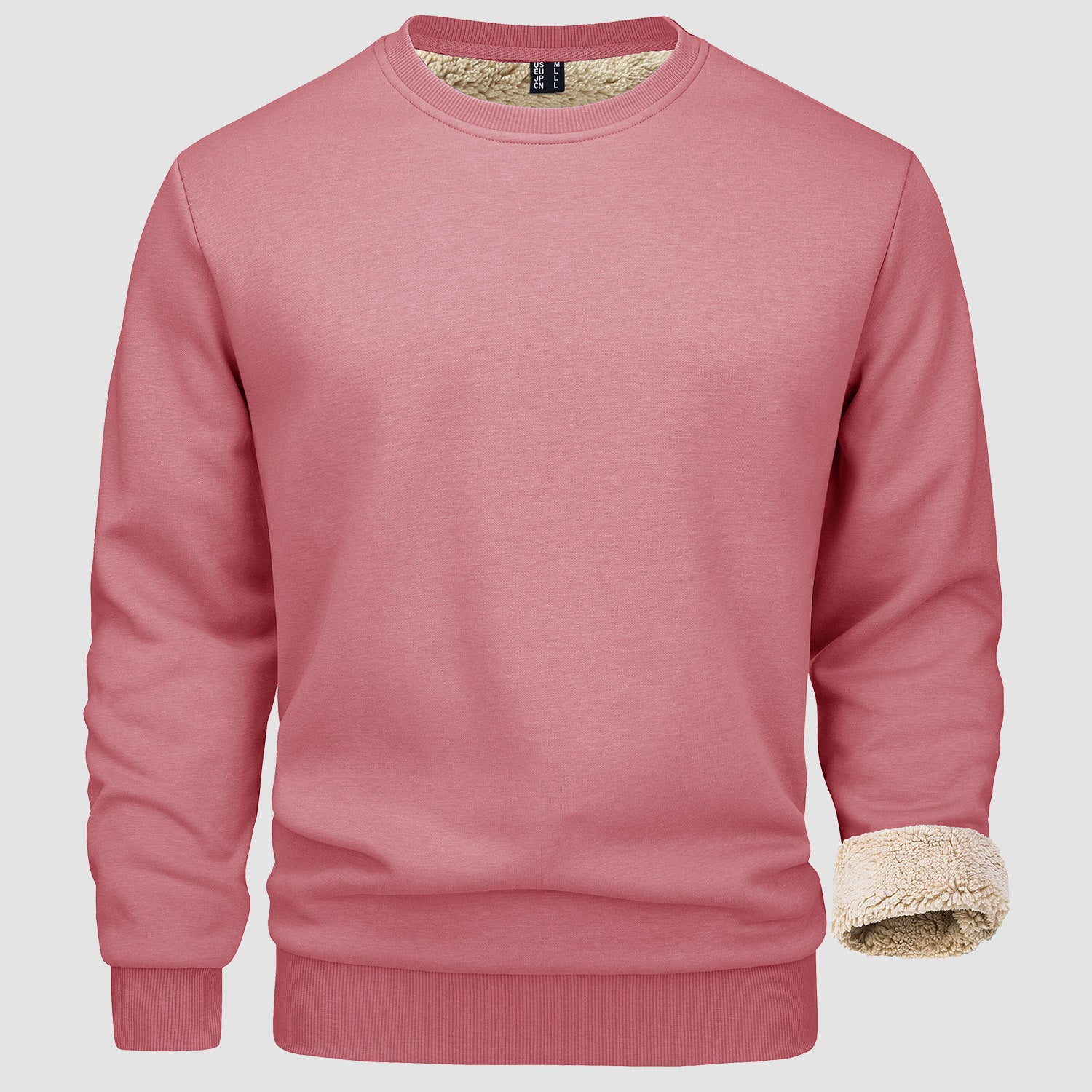 Men's Fleece Lined Sweatshirts Pullover Basic Tops Warm Crewneck Winter Sweater Underwear