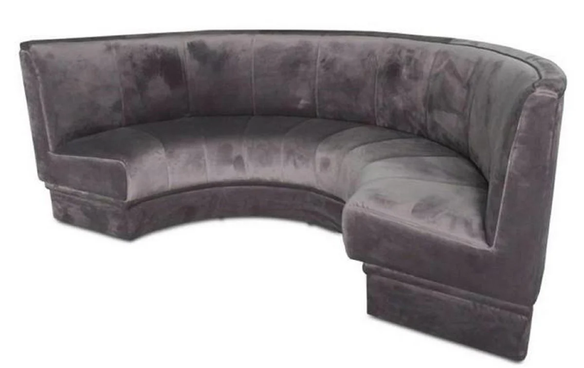 Casa Padrino sof¨¢ de lujo gris 167 x 83 x H. 94 cm - Sof¨¢ de Terciopelo Semicircular - Muebles de Lujo