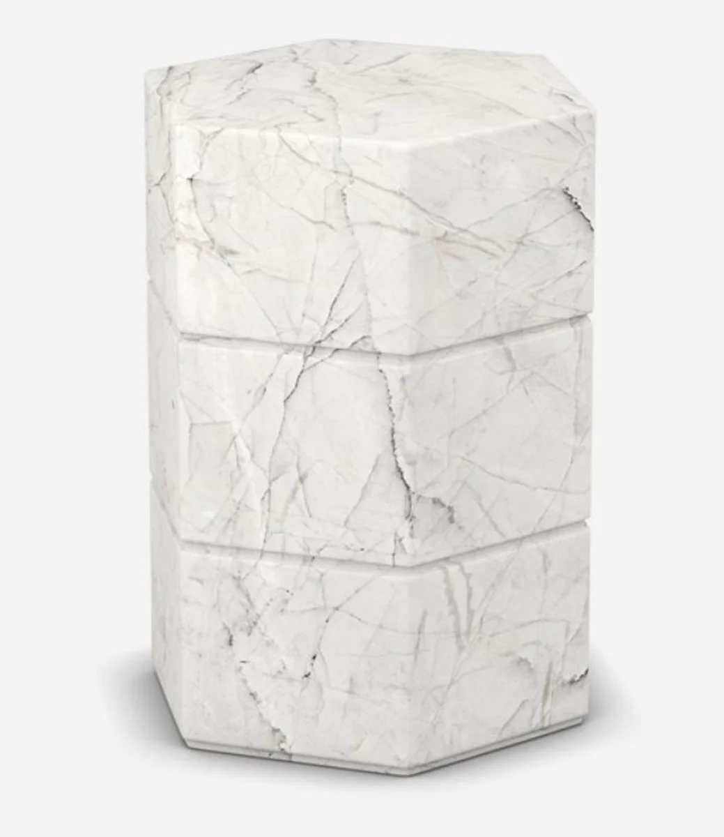 Casa Padrino mesa auxiliar de lujo de m¨¢rmol Carrara blanco 40 x 40 x A. 60 cm - Muebles de sala - Muebles de m¨¢rmol - Calidad de Lujo