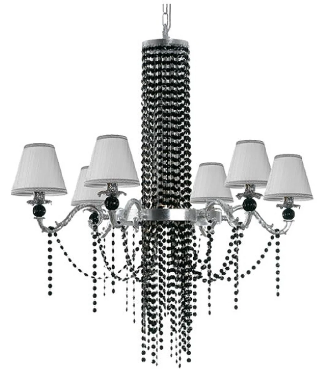 Casa Padrino araña de luces barroco de lujo plata / negro Ø 93 x A. 100 cm - Magnífica lámpara de araña con cristal de bohemia - Muebles Barrocos - Noble y Magnífica