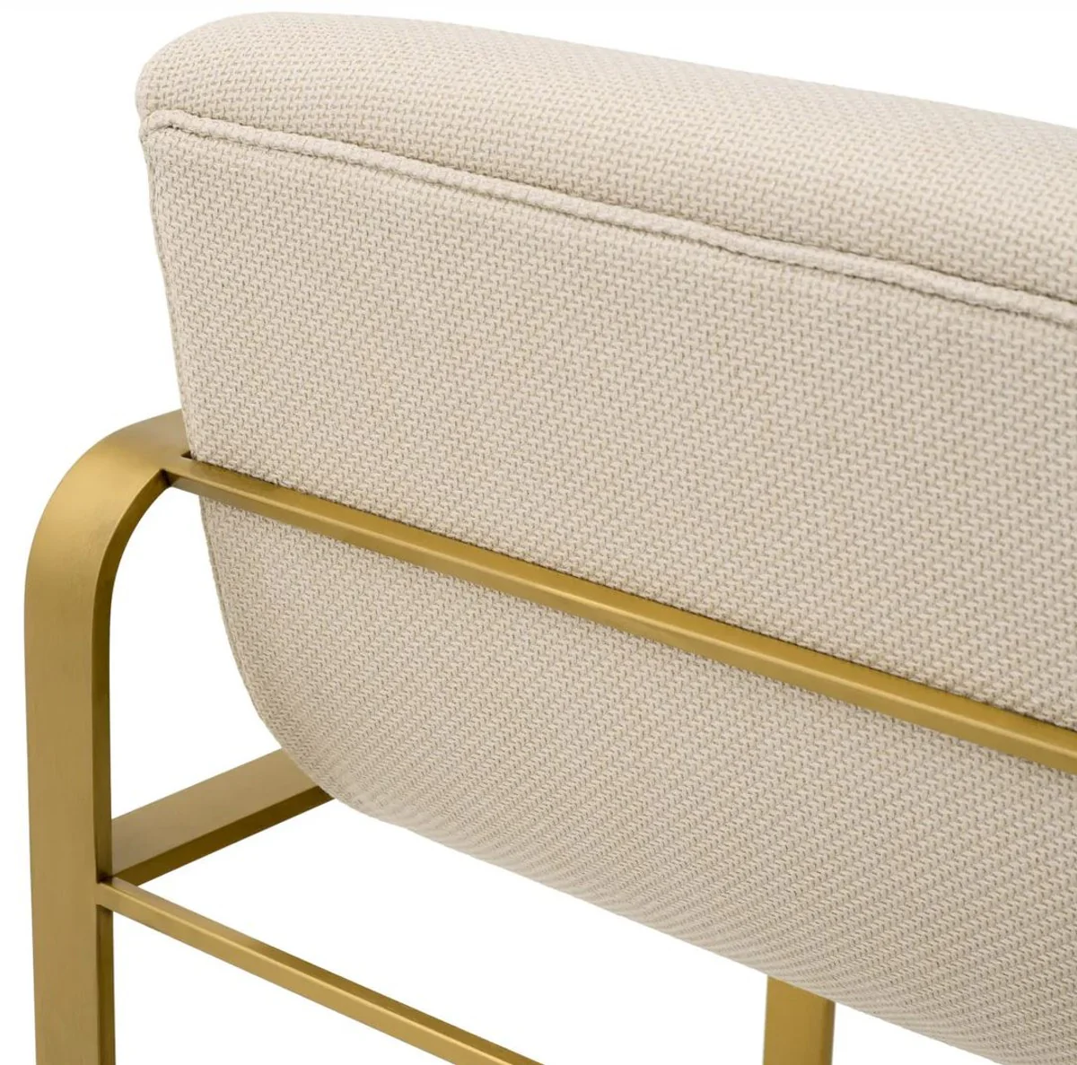 Casa Padrino silla de bar de terciopelo de lujo con reposabrazos arena / lat¨®n 53,5 x 57,5 ??x A. 107 cm - Taburete de bar tapizado de acero inoxidable - Muebles de bar de lujo - Calidad de lujo