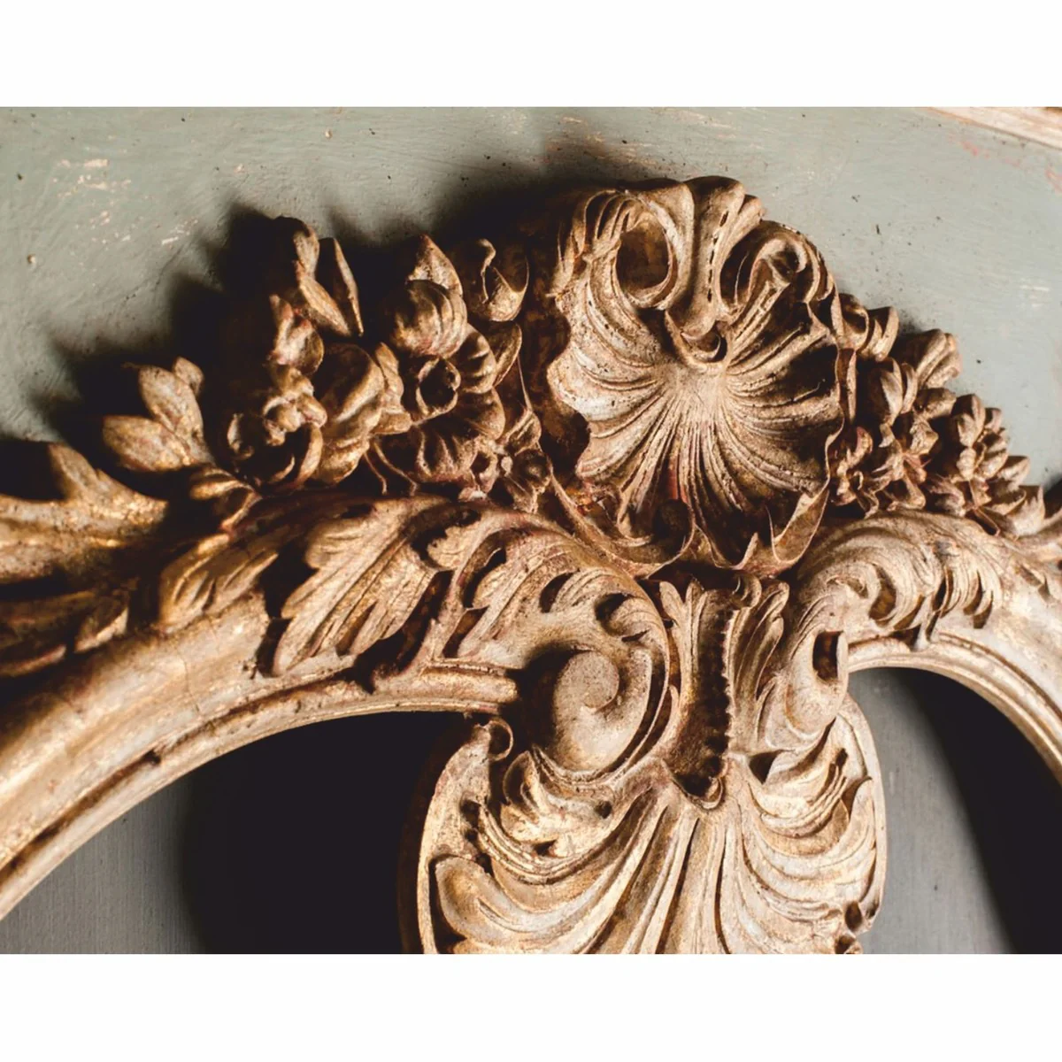 Casa Padrino Espejo Barroco de Lujo Verde / Gris / Oro Antiguo Al. 158 cm - Hecho en Italia