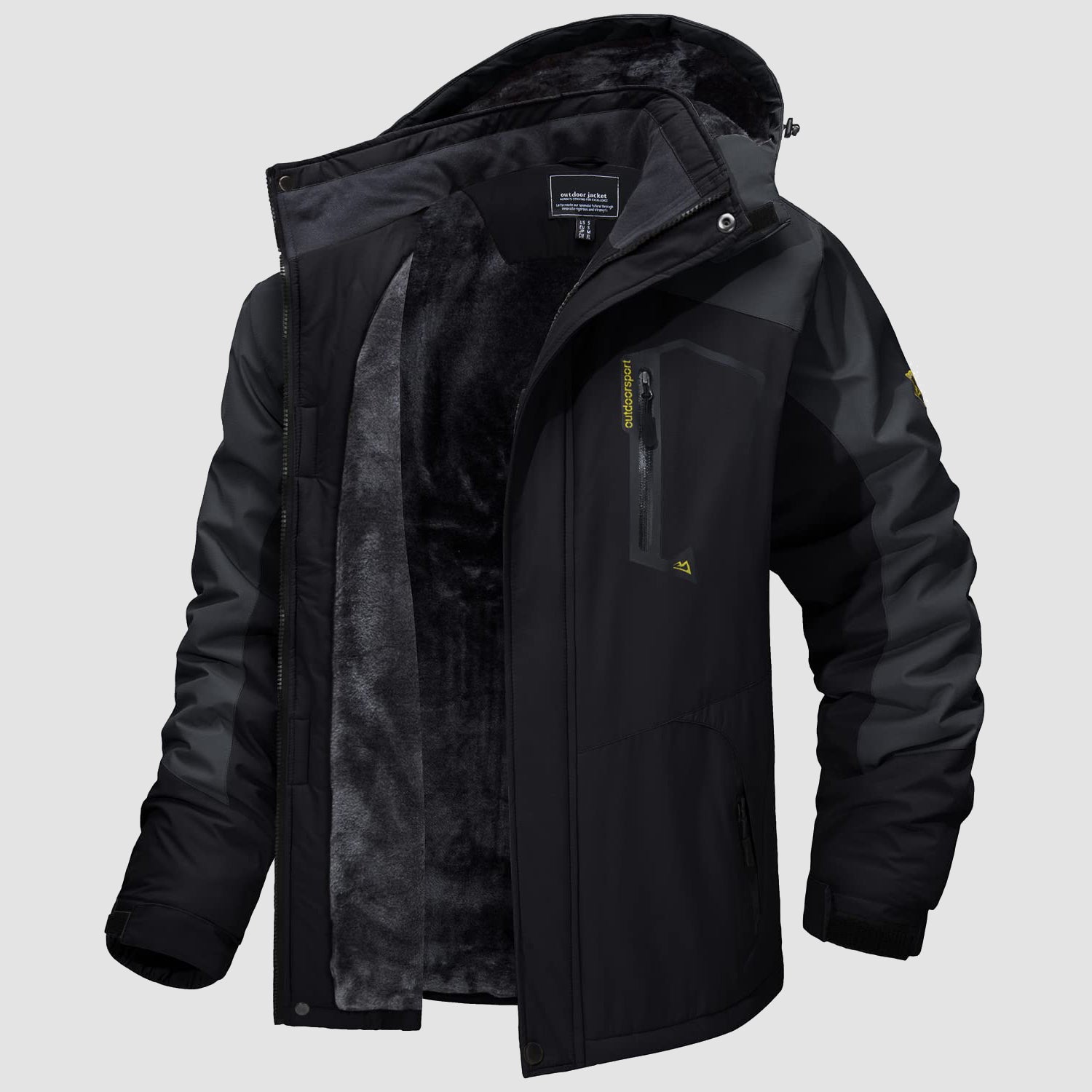 Men's Winter Jacket Water Repellent Ski Snow Jacket Warm Fleece Coat Parka Raincoats With Multi-Pockets