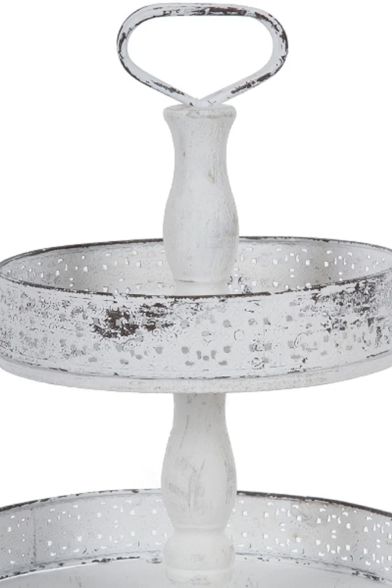 Casa Padrino etagere de estilo campestre de 3 niveles Shabby Chic blanco antiguo ? 40 x H. 66 cm - Accesorios de Gastronom¨ªa