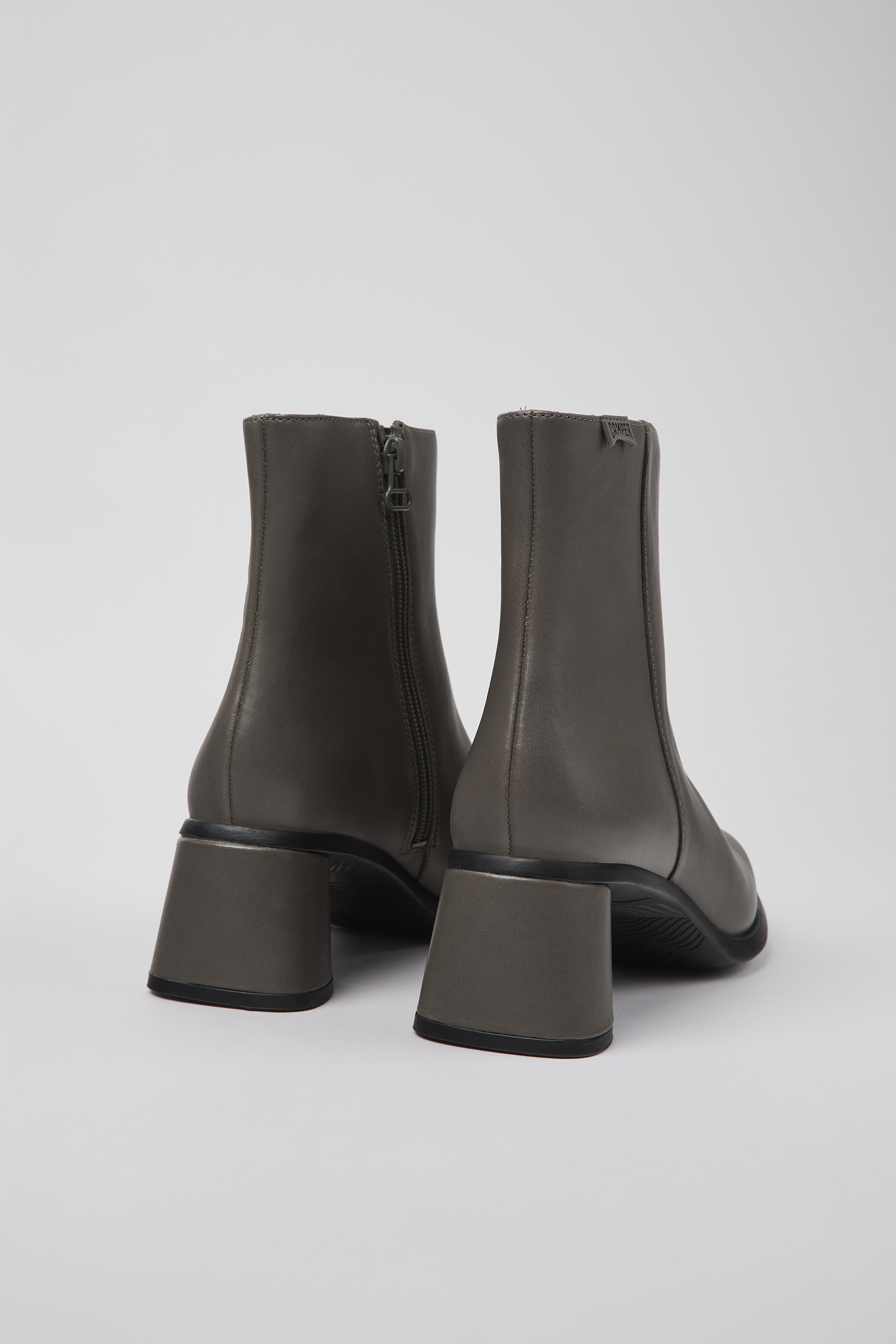 Kiara - Gray leather and recycled PET boots for women