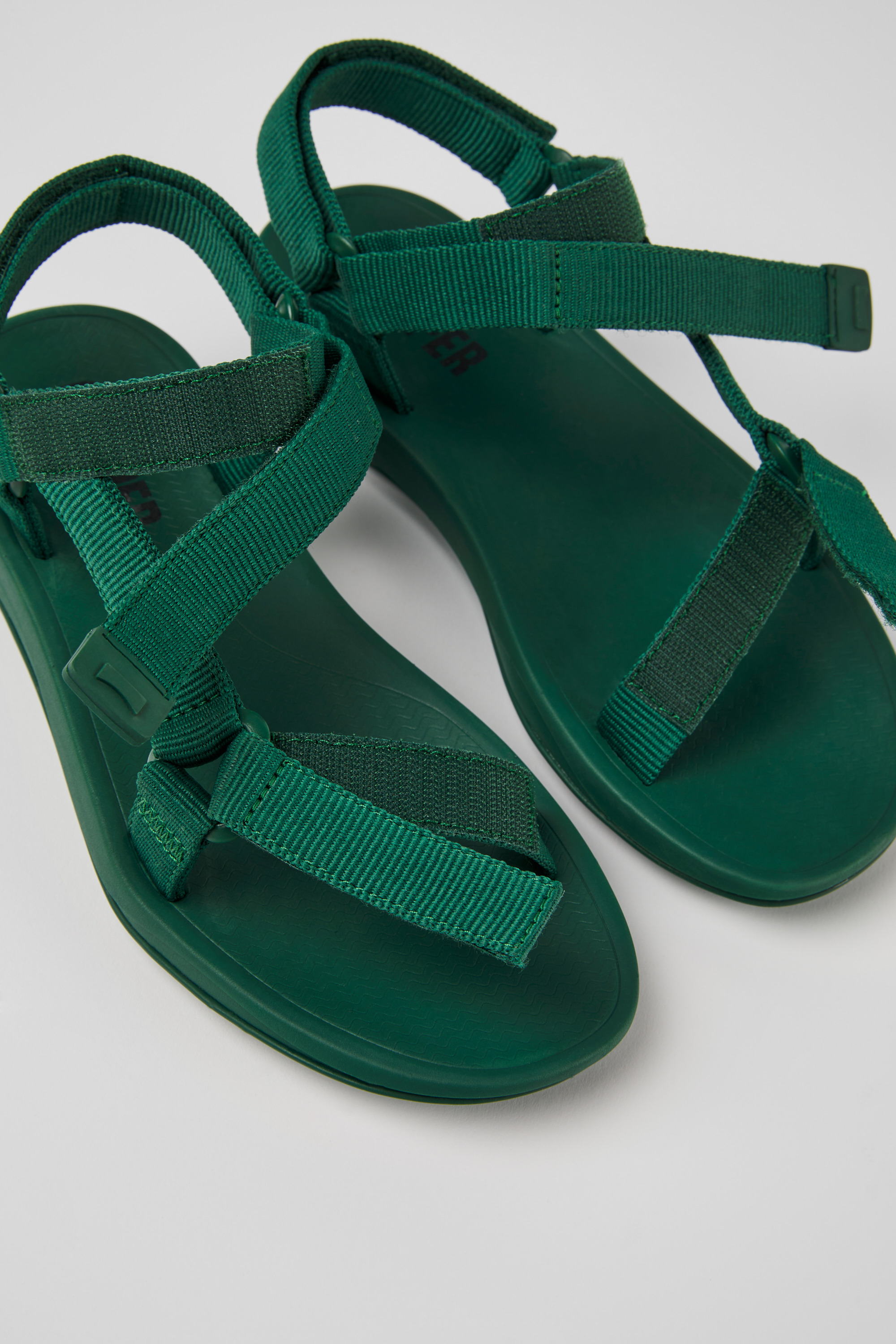 Match - Green textile sandals for women