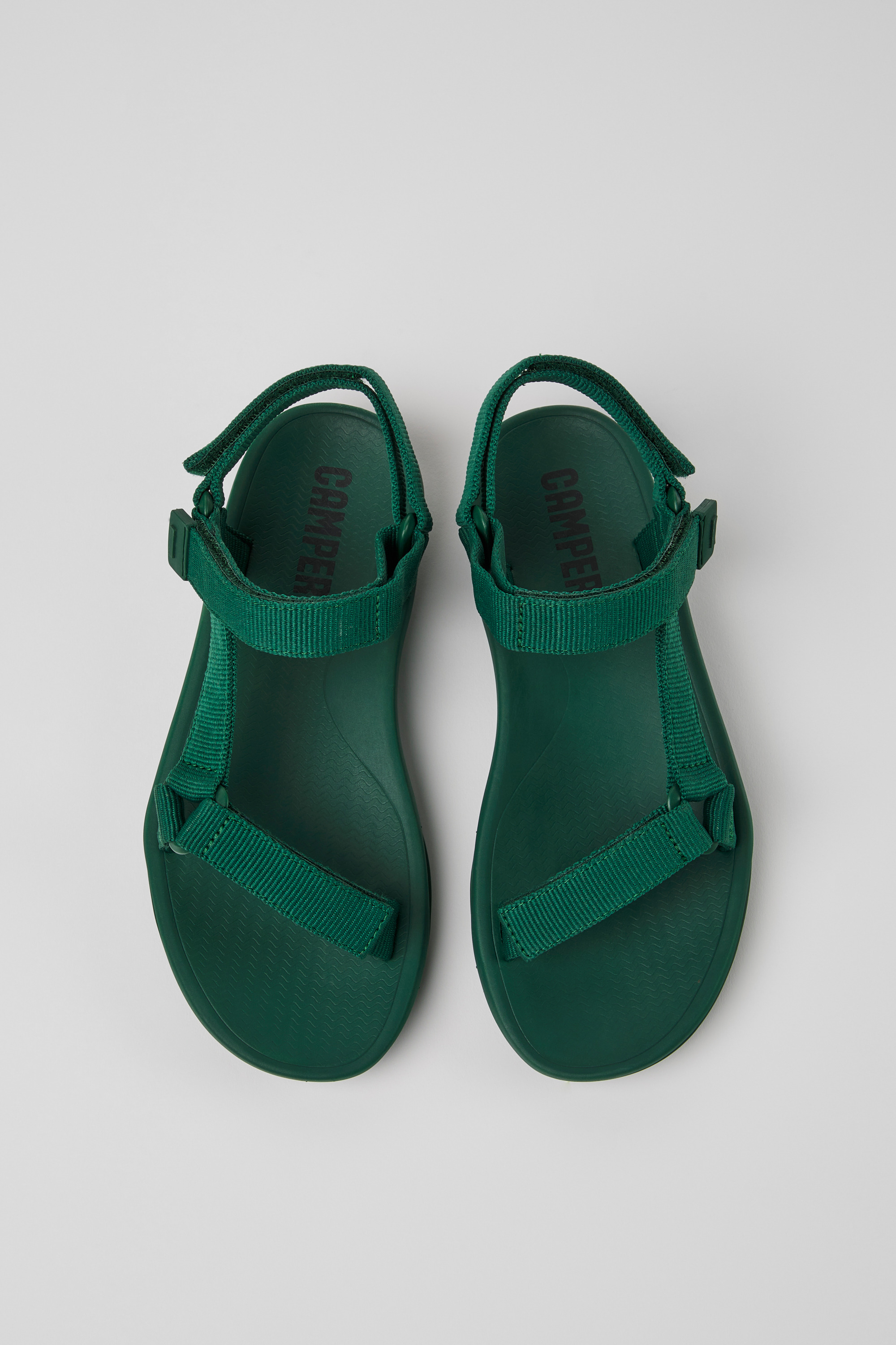 Match - Green textile sandals for women