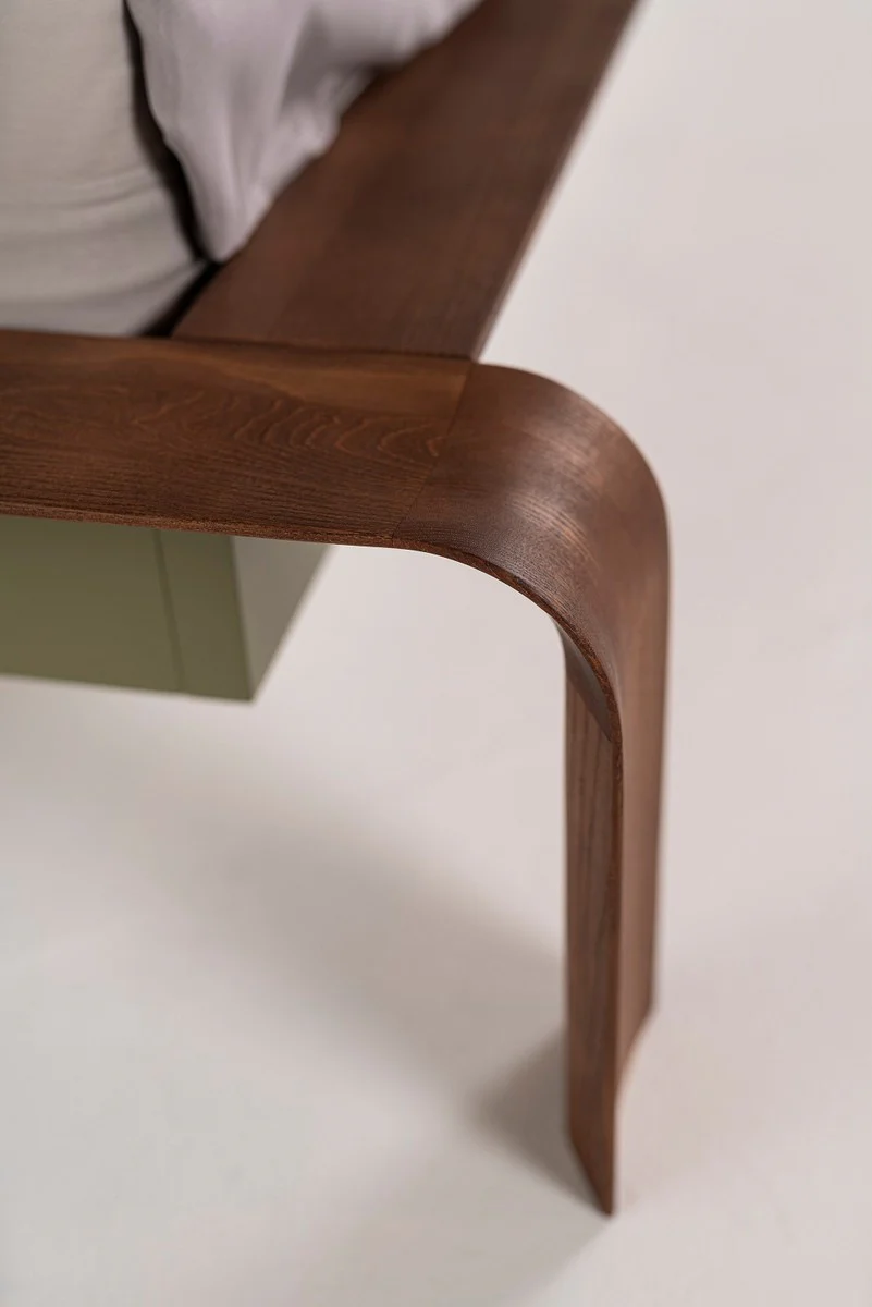 Casa Padrino Cama Doble de Lujo de Madera Maciza Marrón Oscuro - Varios Tamaños