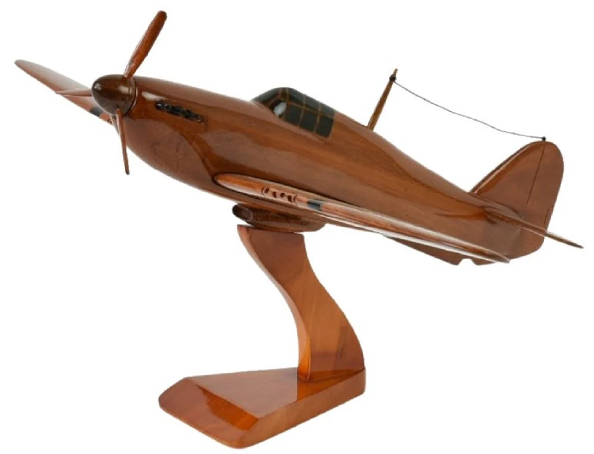 Casa Padrino avión de combate decorativo de lujo Hawker Hurricane marrón / negro 44 x 35 x A. 20 cm - Avión de madera con soporte - Avión de hélice - Modelo de avión - Decoración de escritorio