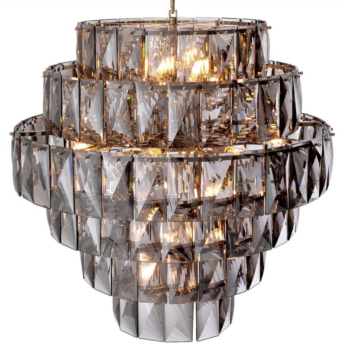 Casa Padrino lámpara de araña de lujo gris / plata Ø 80 x A. 80 cm - Lámpara de araña moderna redonda de cristal - Calidad de Lujo