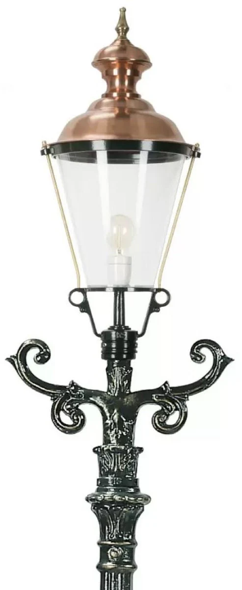 Casa Padrino lámpara de pie de jardín Art Nouveau verde / cobre 42 x 30 x A. 260 cm - Farol de jardín - Lámpara de jardín - Iluminación de jardín nostálgico - Luces de jardín nostálgico