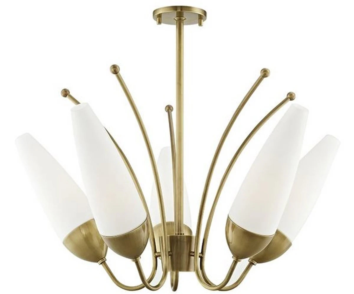 Casa Padrino araña de luces de diseño latón antiguo / blanco Ø 69 x A. 43 cm - Araña de Luces Moderna - Calidad de Lujo