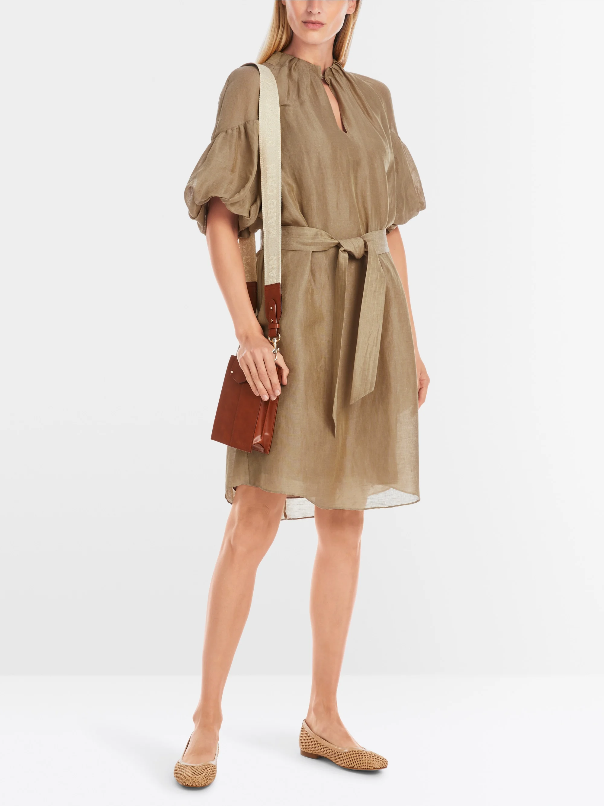 Marc-Cain Plain mini dress with balloon sleeves